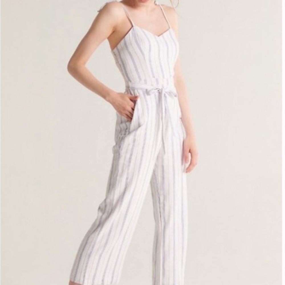 Abercrombie & Fitch linen blend jumpsuit with tie up straps